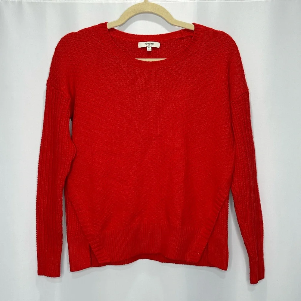 Madewell Red Texturemix Pullover Sweater